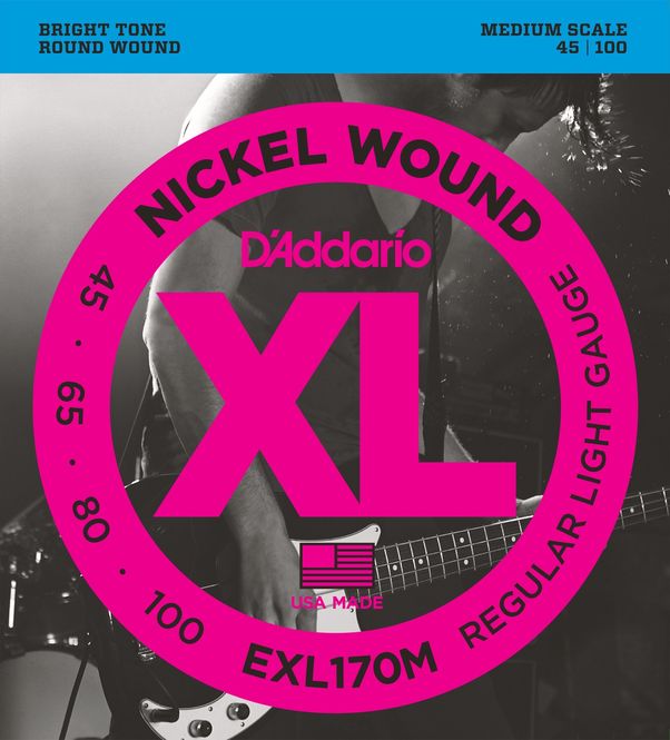 Hovedbilde D'addario EXL170M El-bass Nickel Wound 045 - 100 (Medium Scale) Light