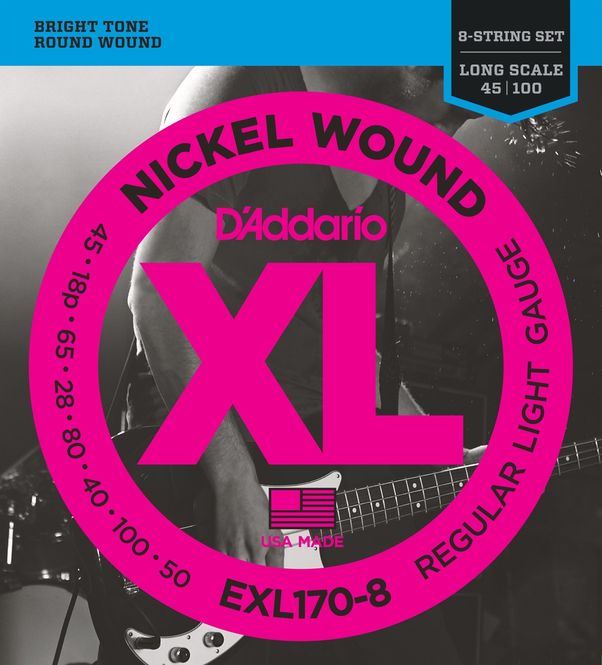 Hovedbilde D'addario EXL170-8 El-bass Nickel Wound 018P - 100 (8-str.) Light