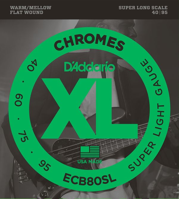 Hovedbilde D'addario ECB80SL El-bass Flat Wound Chromes 040-095 Super Long