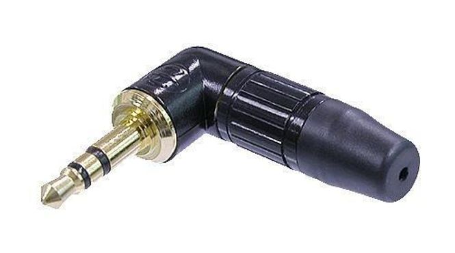Hovedbilde Neutrik NTP3RC-B 3-pols minivinkeljack, sort m/gull tupp