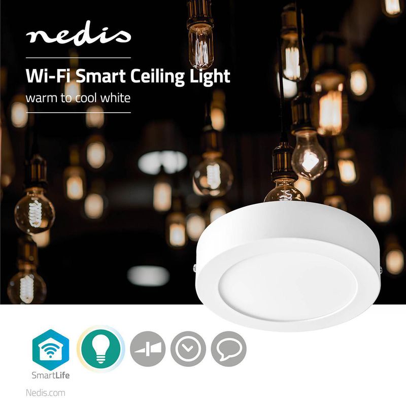SmartLife Wi-Fi Rund Taklys 800lm / Kald Hvit / Varm Hvit - WIFILAW10WT