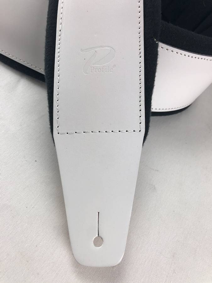 Profile FPB04 Pro Italian Leather Guitar Strap White