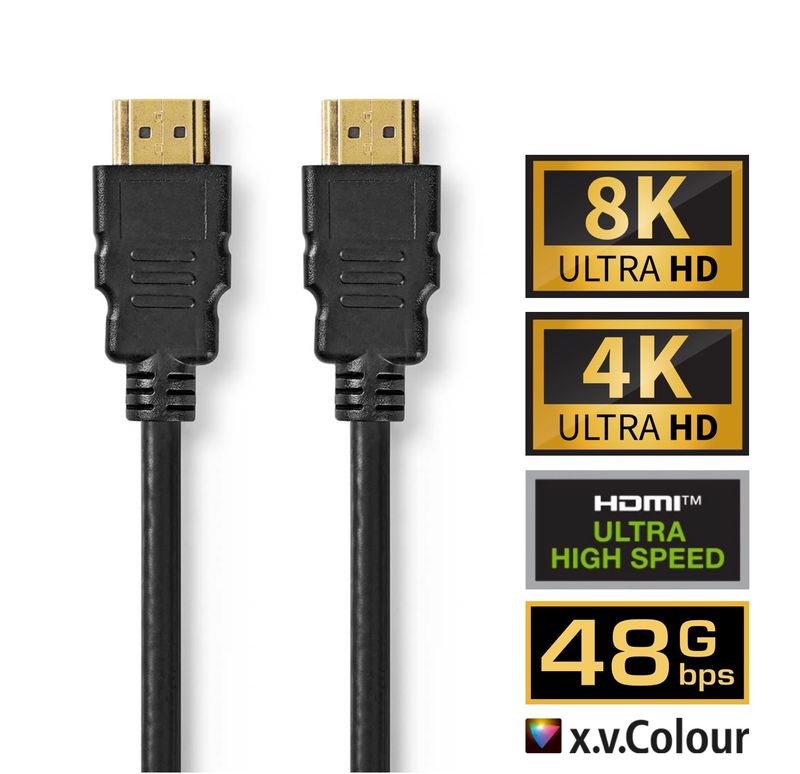 Nedis High Speed 8K HDMI kabel - Ekstremt Høy Hastighet, 8K 60Hz, 48 Gbps, 2m