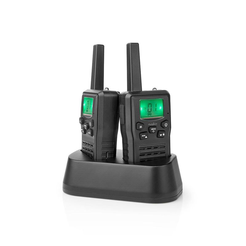 Nedis Walkie-Talkie Set m/ladestasjon, Opp til 10 km, 8 kanaler