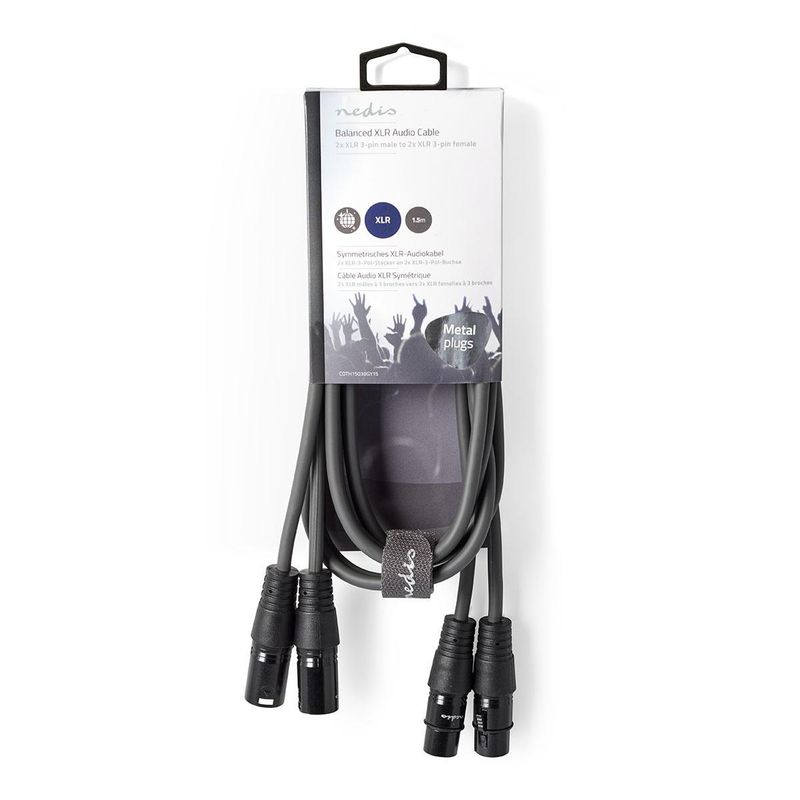 Nedis Balansert stereo audiokabel - 2xXLR han / 2xXLR hun 1,5m