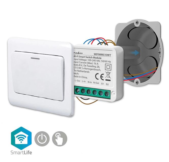 Hovedbilde SmartLife Wi-Fi Strømbryter for innbygging, 3680W, Terminalforbindelse
