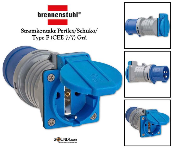 Hovedbilde Brennenstuhl Strømkontakt Perilex / Schuko / Type F (CEE 7/7) Grå