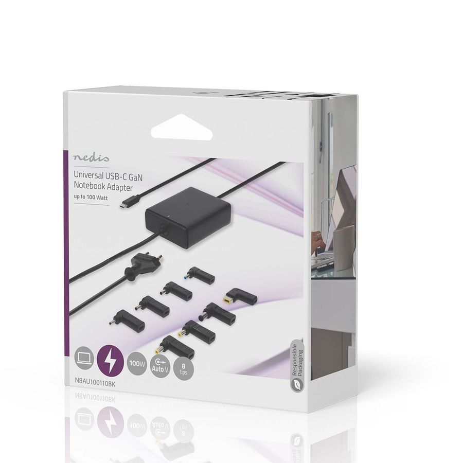 Nedis Notebook Adapter, 100W, 5/9/12/15/20V DC, 3.0/5.0 A