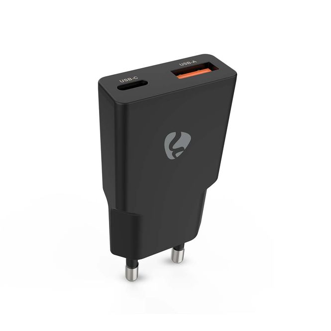 Hovedbilde Nedis vegglader 30W USB-C og USB-A lader med Hurtigladefunksjon