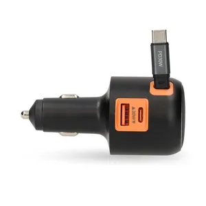 Hovedbilde Nedis Billader 60W, 3.0A, USB-A / USB-C, Uttrekkbar USB-C-kabel, 0.70m