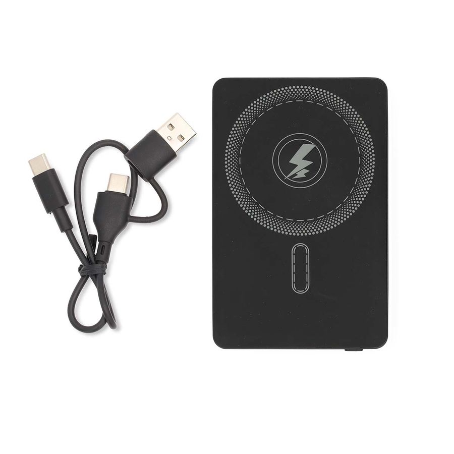Nedis trådløs lading - Power Bank 5000 mAh, 2-i-1 for å lade telefonen raskt med og uten kabel