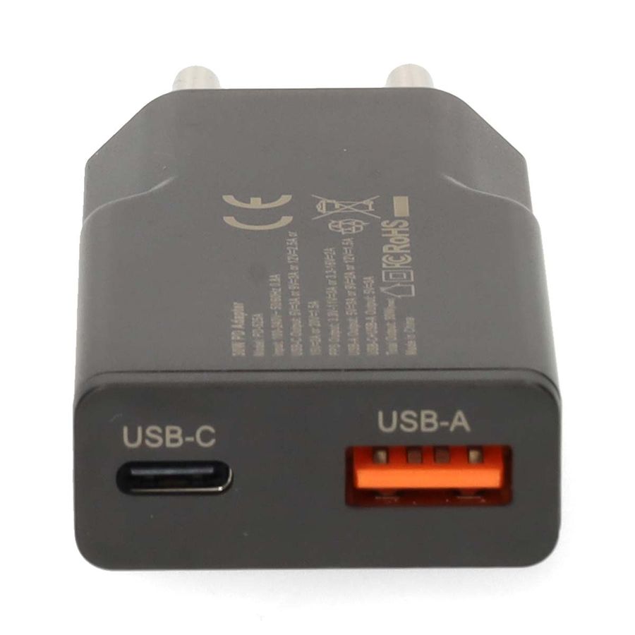 Nedis 20W USB-C og USB-A lader med Hurtigladefunksjon
