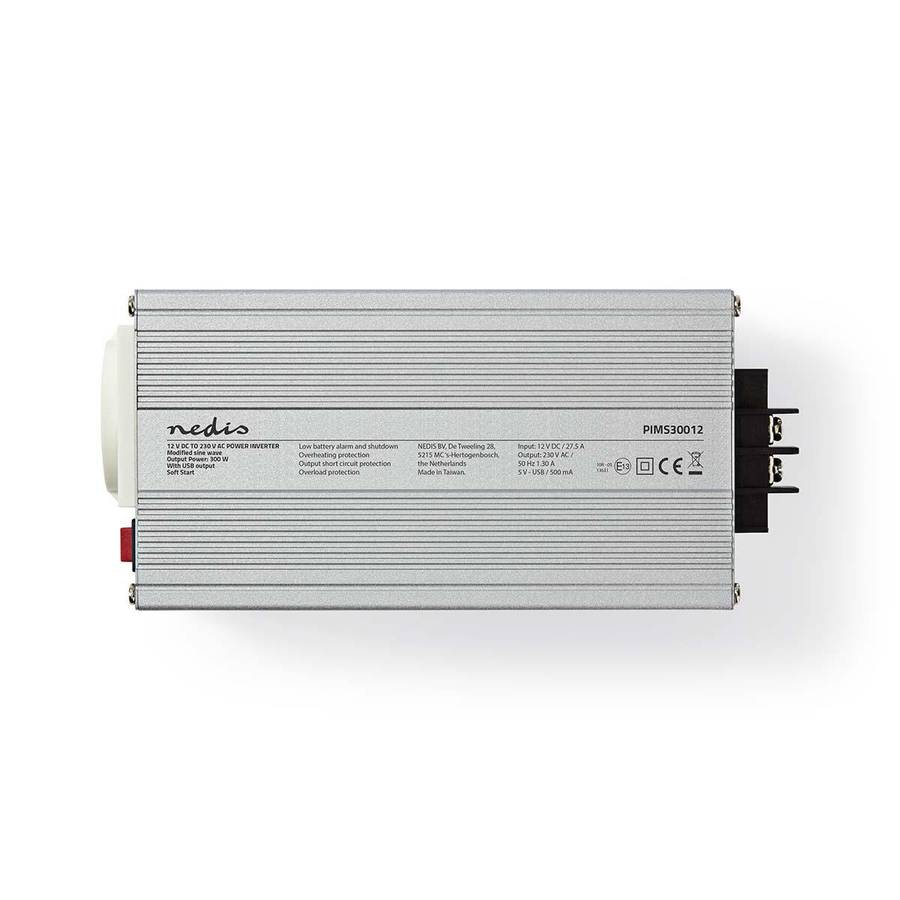 Nedis Power Inverter, Strømomformer fra 12V DC til 230V, 1xUSB port - Topp effekt: 600W
