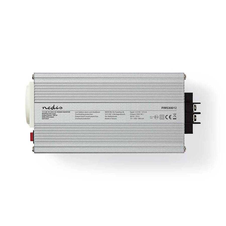 Nedis Power Inverter, Strmomformer fra 12V DC til 230V, 1xUSB port - Topp effekt: 600W