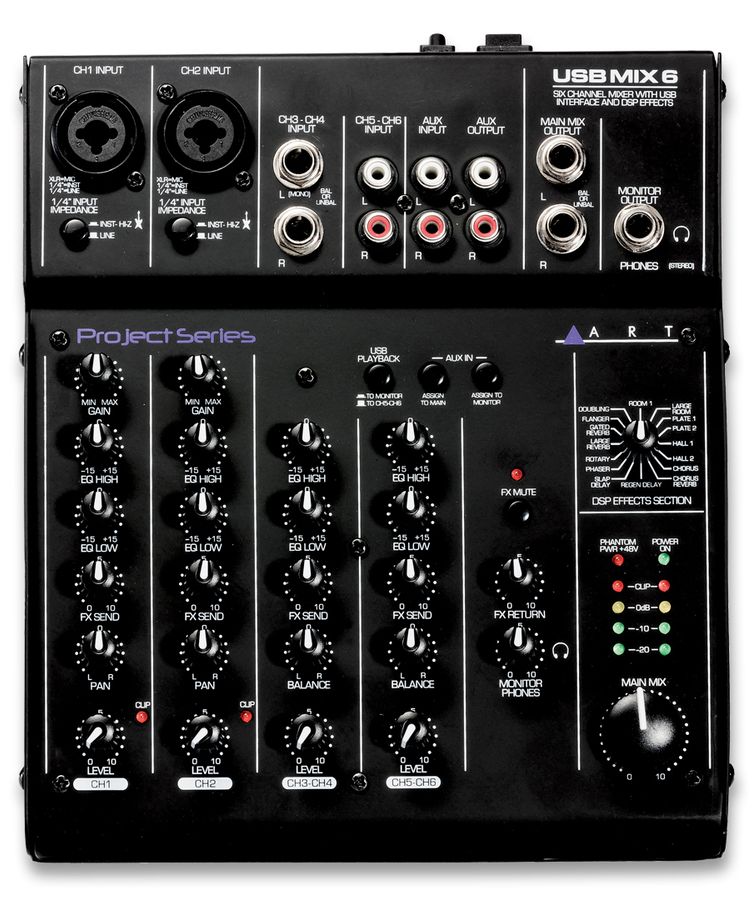 ART USB MIX 6 - 6-kanals Mixer / USB Audio Interface m/effekter
