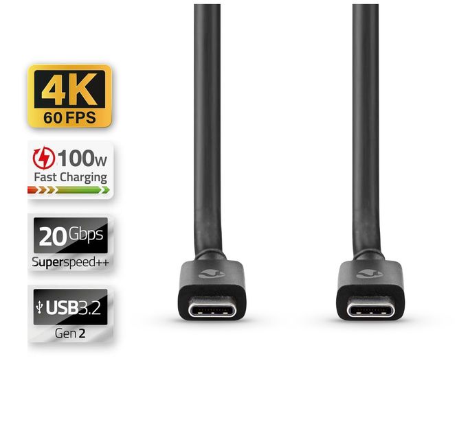 Hovedbilde Nedis USB-C til USB C Kabel, USB 3.2 Gen 2x2, 1M