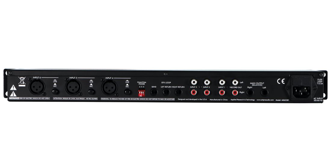 ART MX622BT – 6-kanals stereo rackmikser med EQ, Bluetooth og effektloop