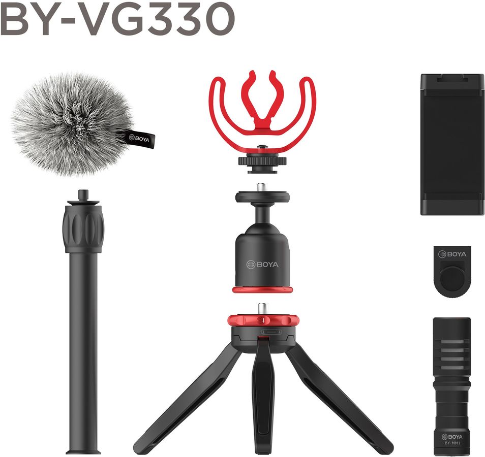 BOYA BY-VG330 Livestream Kit, mikrofon og stativ