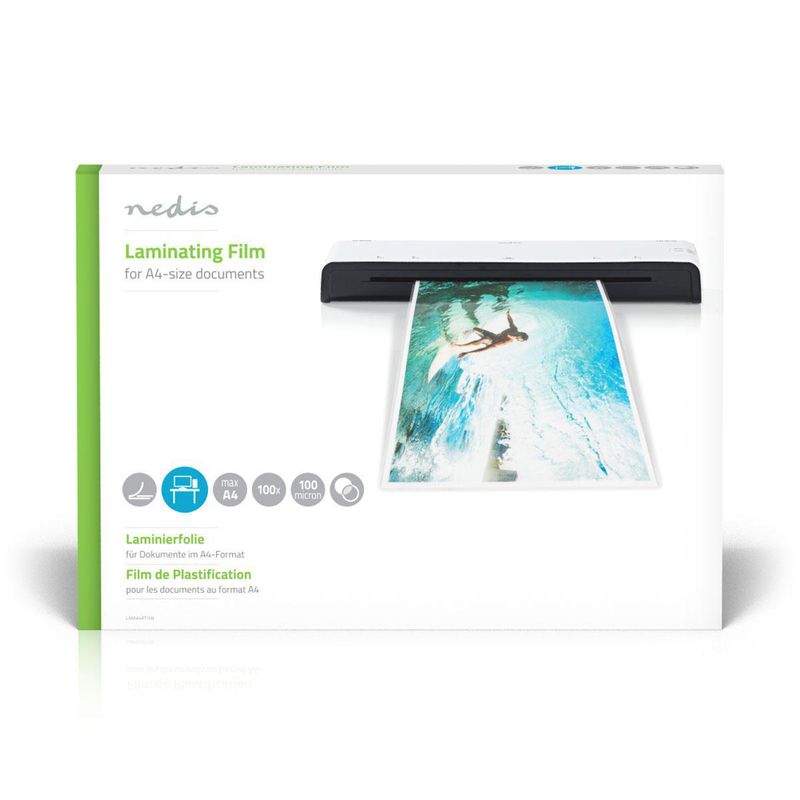 Nedis A4 lamineringsfilm 100 mikron, 100 stk.