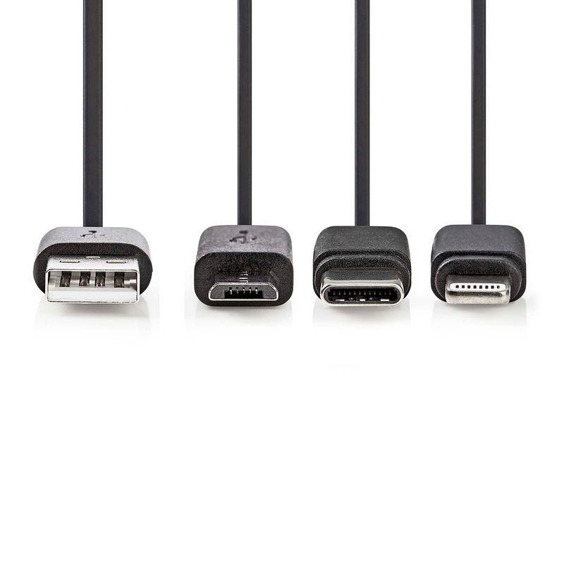 Nedis 3-in-1 kabel - USB 2.0 / USB-A Han / Apple Lightning / USB Micro-B Han / USB-C Han, 1m