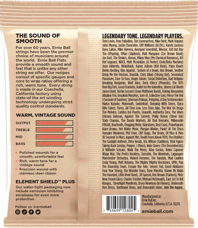 Ernie Ball EB-2804 Flatwound Stainless Steel Bass 50-105