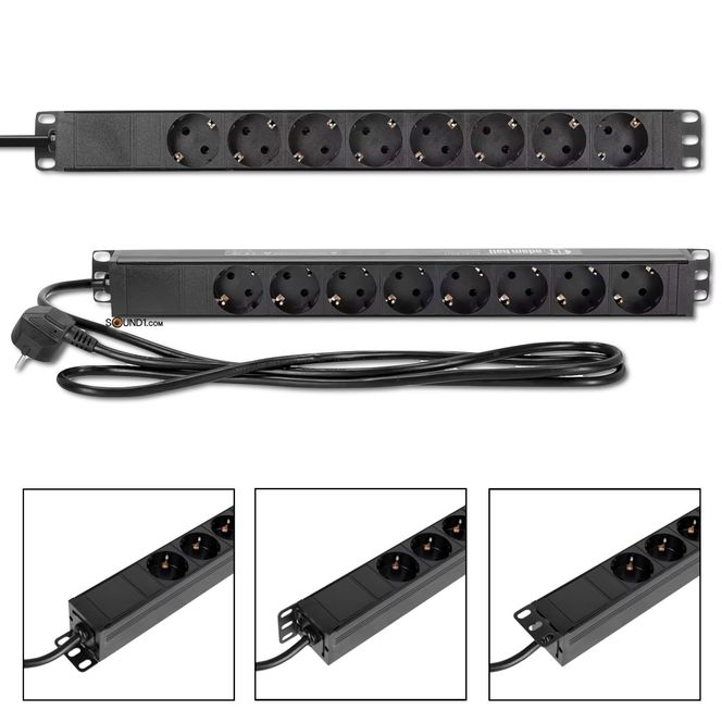 Hovedbilde Adam Hall Rack PDU 8 – 8-veis Strømfordeler for rack u/bryter