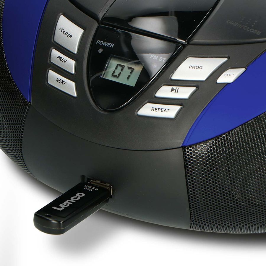 Lenco SCD-37 USB Blue Portable  CD and USB player med radio