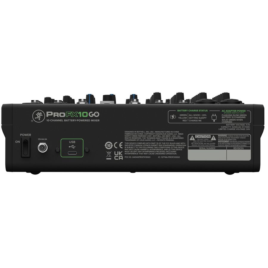 Mackie ProFX10GO 10-kanals batteridrevet mikser med effekter og USB