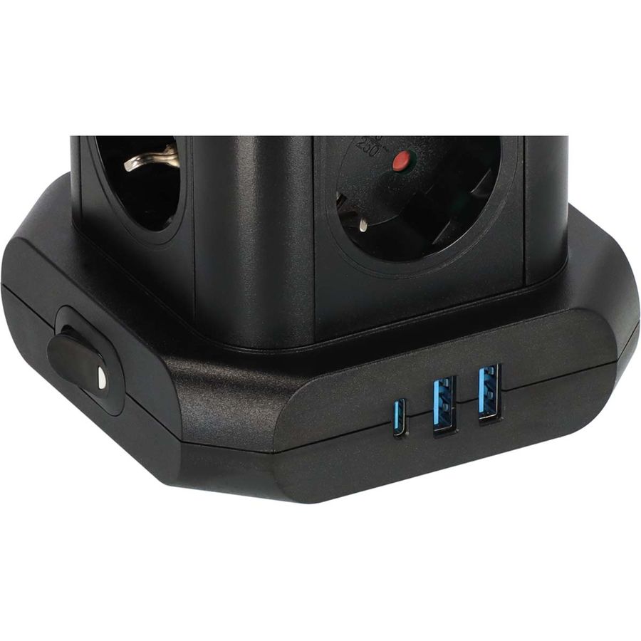 Brennenstuhl 8-veis stikkontakttårn med 2xUSB-A + 1xUSB-C Power Delivery