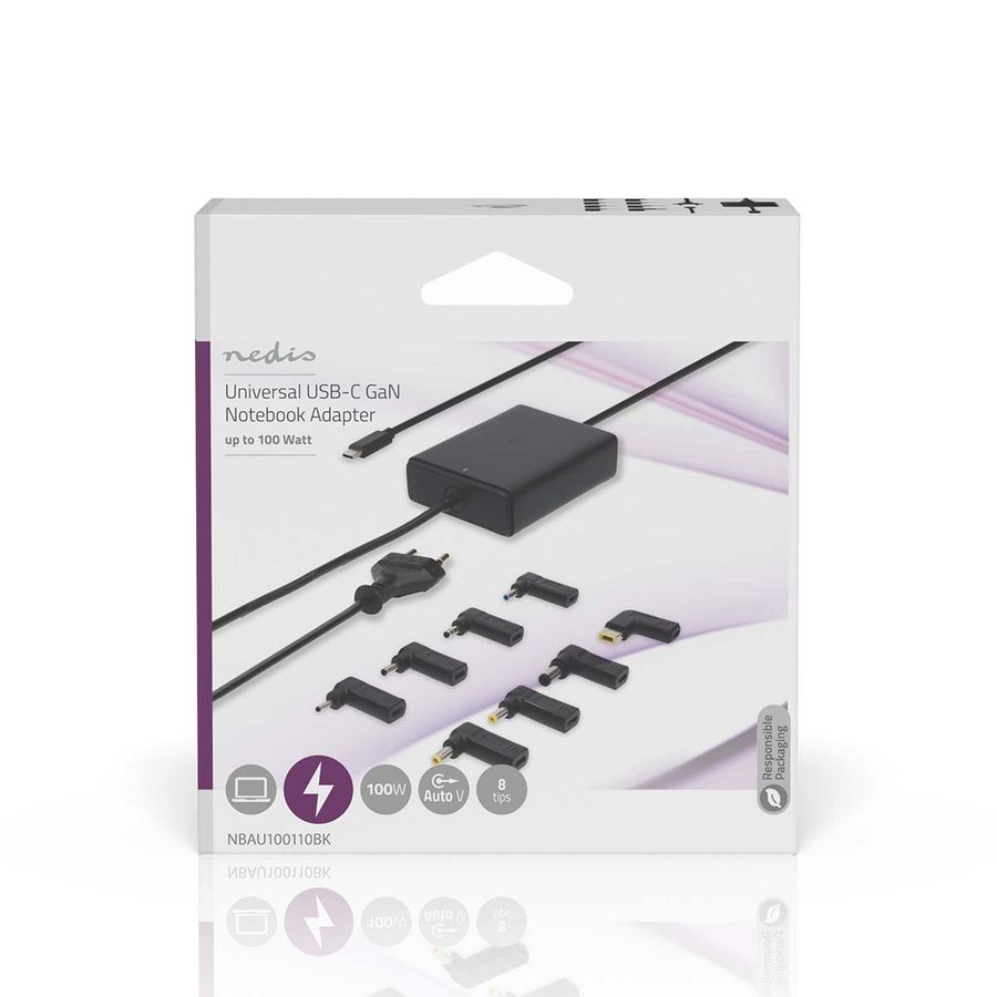 Nedis Notebook Adapter, 100W, 5/9/12/15/20V DC, 3.0/5.0 A