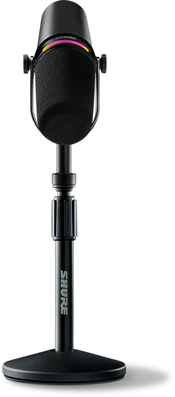Shure MV7+ XLR/USB talemikrofon. podcast kit med stativ og xlr-kabel