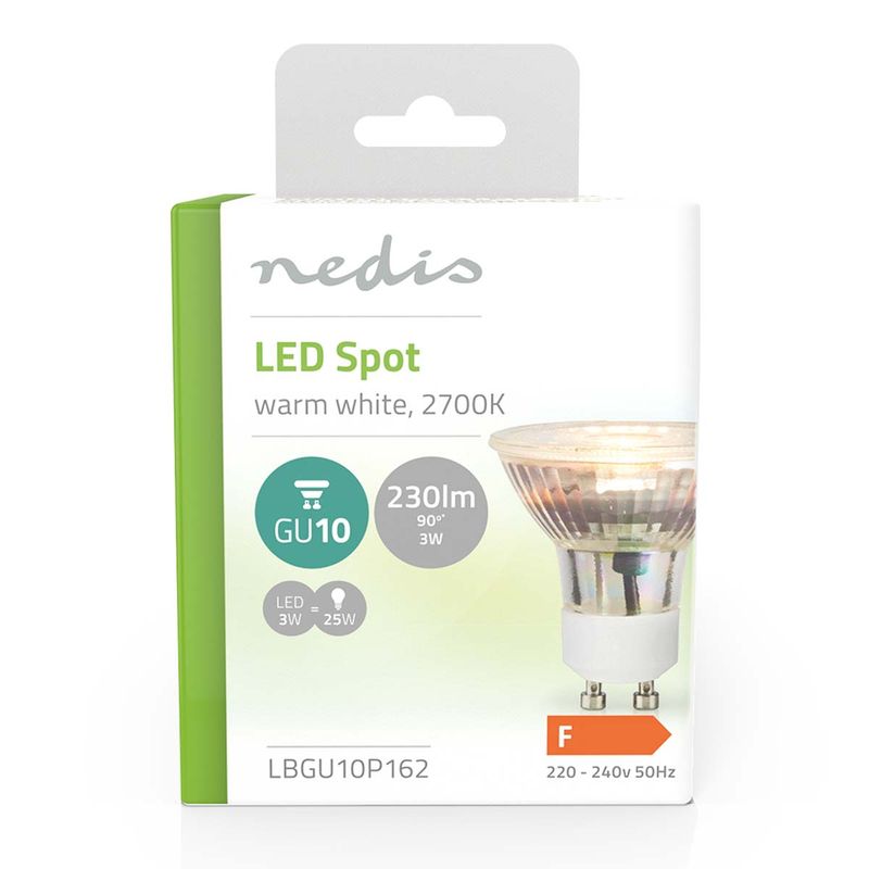 Nedis LED pære GU10 - 3W | 230 lm | 2700 K | Varm Hvit