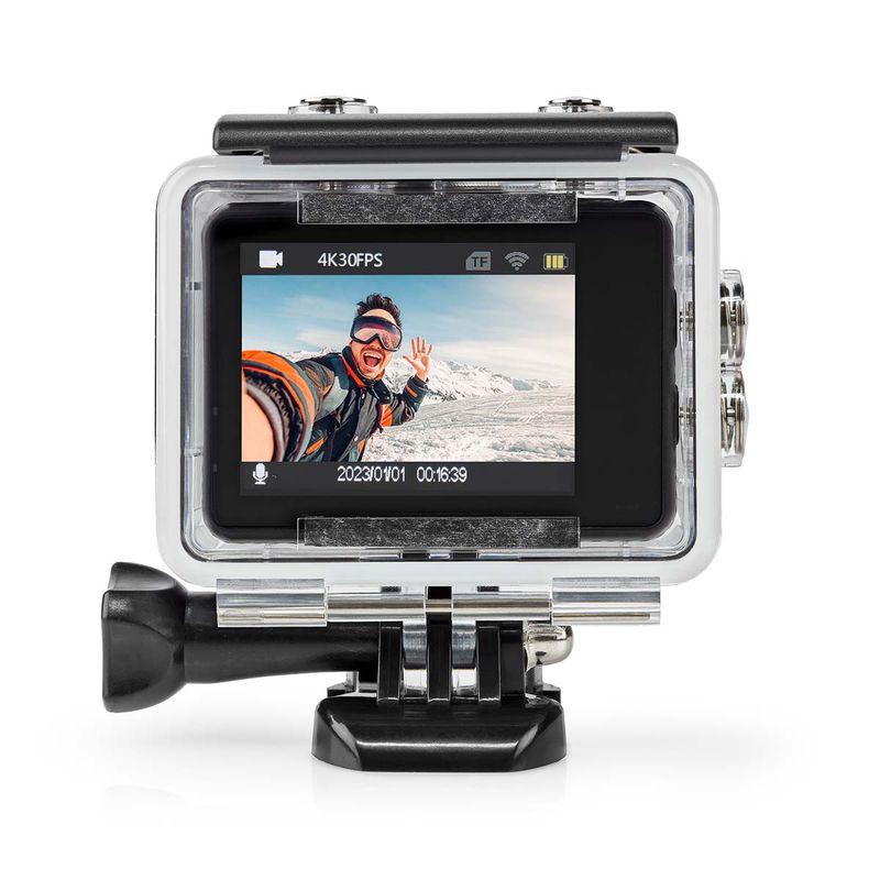 Nedis Actionkamera Dobbel Skjerm, 4K@30fps, 16 MPixel, WiFi, HD, vanntett opptil 30M