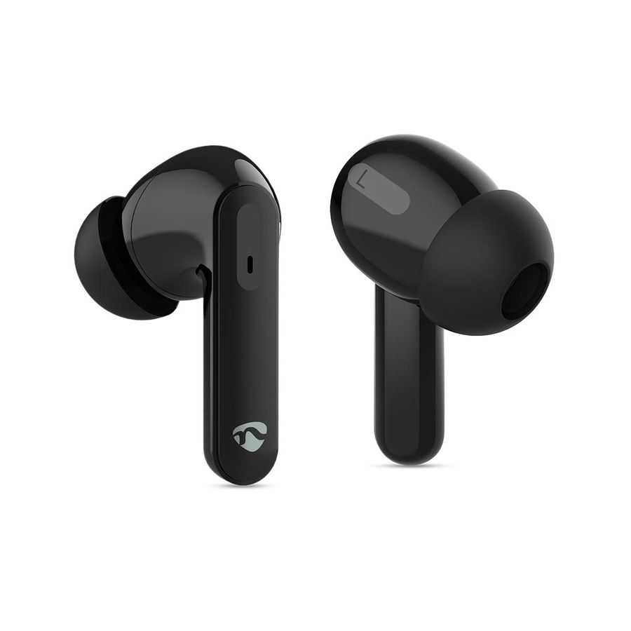 Nedis Pods ANC (Active Noise Cancelling, Bluetooth, 30 timer, Touch kontroll, Trådløs ladeetui, Innebygd mikrofon, sort