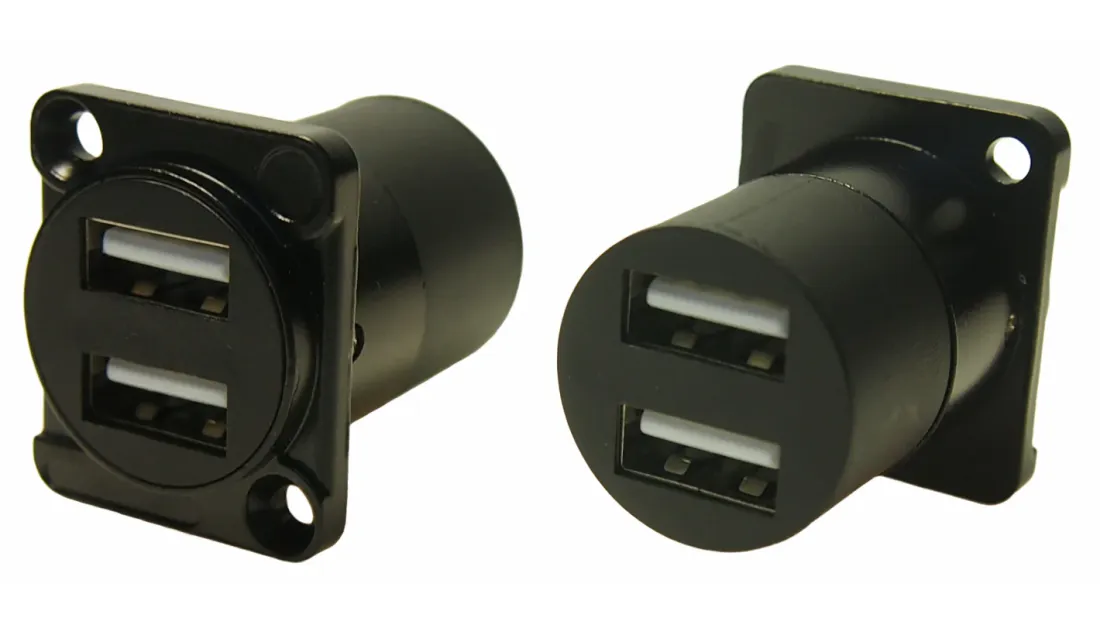 RS PRO Dual USB A-A chassi panelkontakt USB 2.0