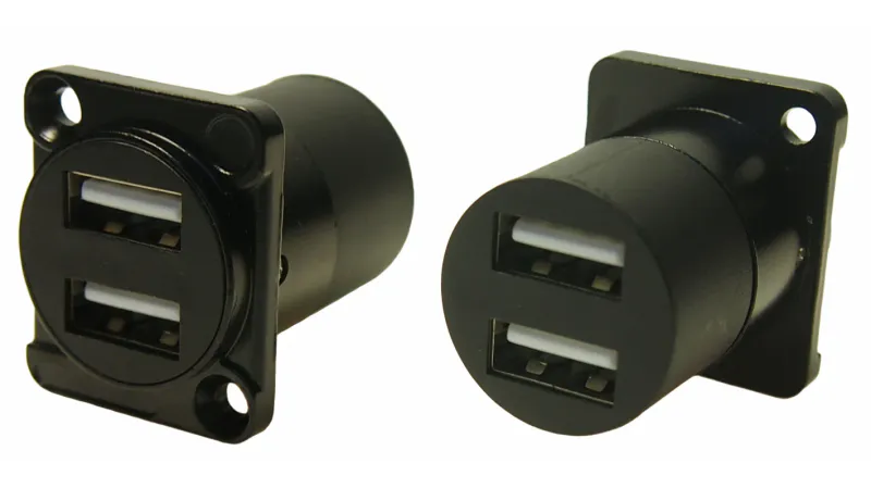 RS PRO Dual USB A-A chassi panelkontakt USB 2.0