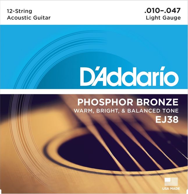 Hovedbilde D'addario EJ38 Western Phosphor Bronze 010-047 (12-Str.sett)