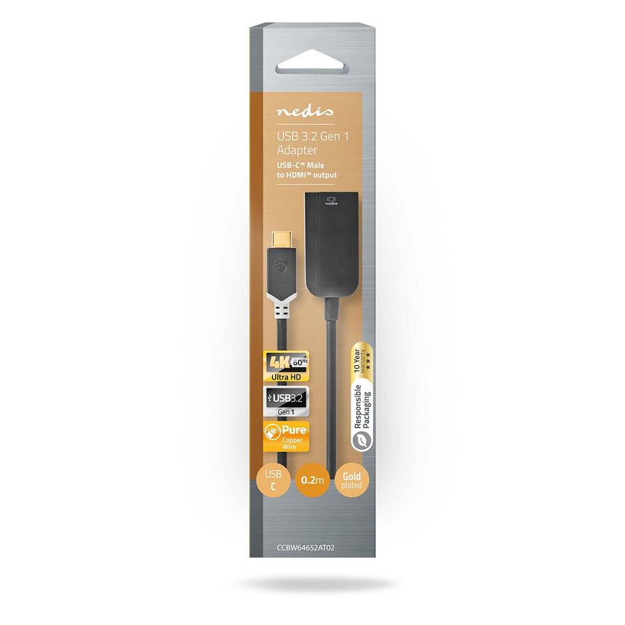 Nedis USB-C til HDMI adapter, 4K@60Hz, 0.20m