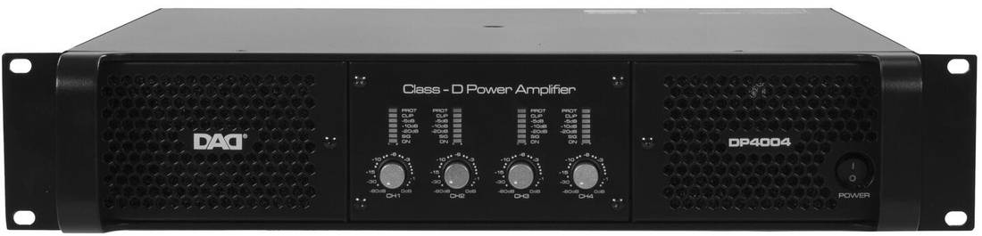 DAD DP4004 Forsterker 4x1100W @ 4ohm. Bridge mode 2x2000W @ 8 Ohm