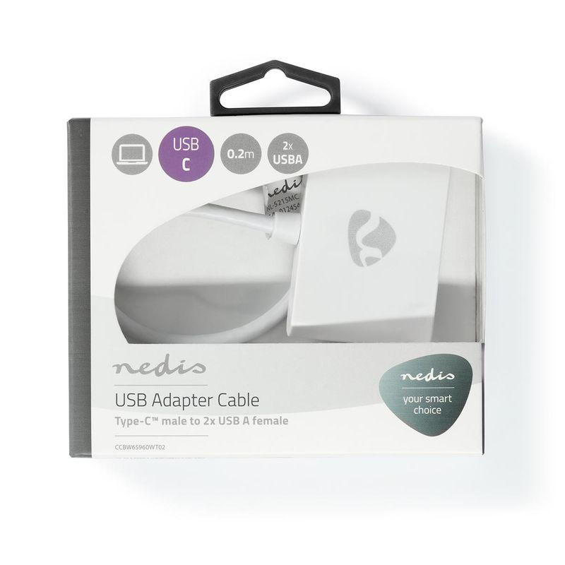 Nedis USB-adapter, USB 3.1 Gen1, USB Type-C han til 2x USB Type A 