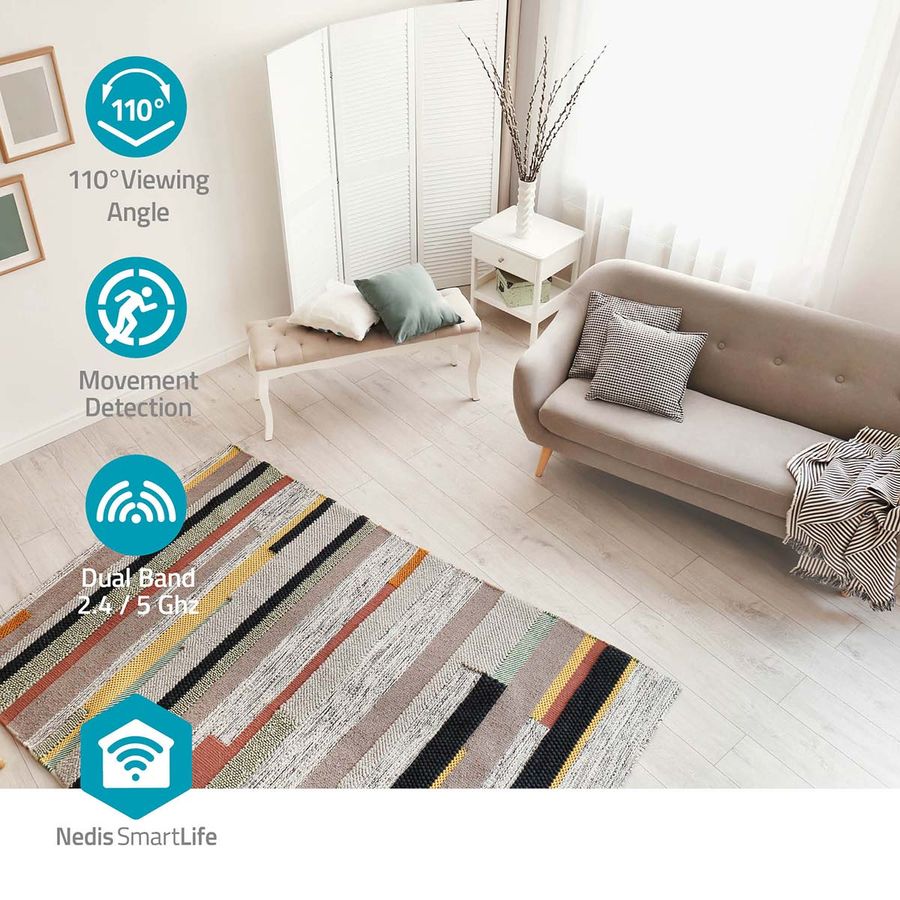 SmartLife Wi-Fi Innendørs kamera, Full HD 1296p, Panorering og vipping, Nattsyn
