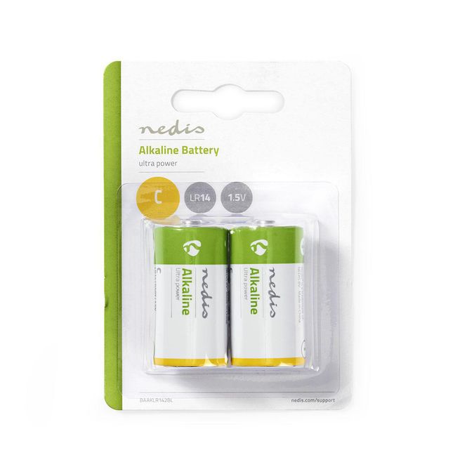 Hovedbilde Nedis Alkaliske batteri C, 2 stk