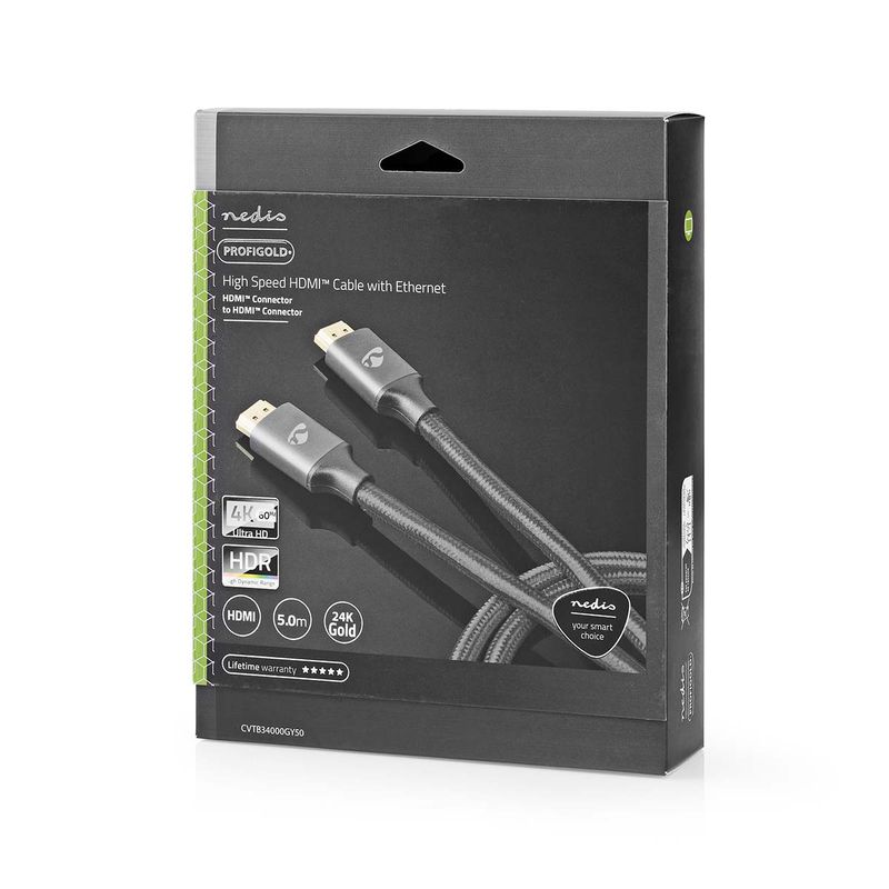 Profigold 5m avansert High Speed HDMI, 4K@60Hz, 18 Gbps, 24k gullbelagte kontakter