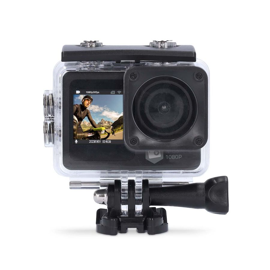Nedis Actionkamera Dobbel Skjerm, 1080p@30fps, 12 MPixel, WiFi, HD, vanntett opptil 30M