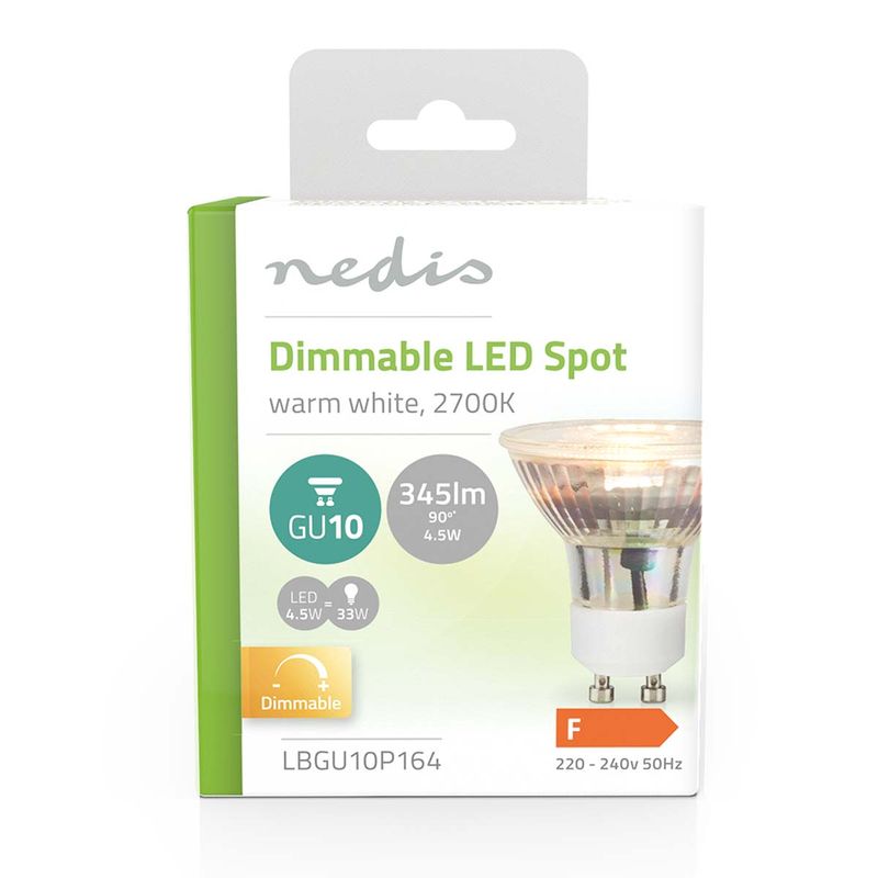Nedis LED pære GU10 - Dimbar | 4.5W | 345 lm | 2700 K | Varm Hvit