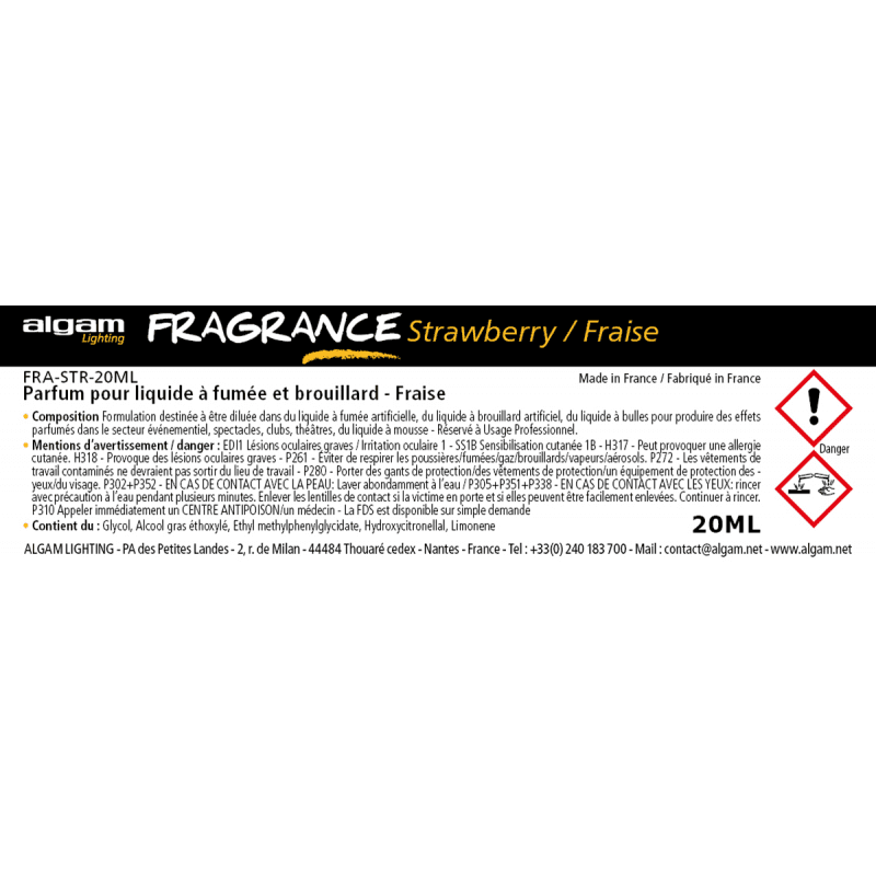 Algam Duftessens - Jordbær 20ML for røykmaskin
